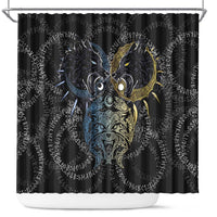 Skoll and Hati Norse Mythology Shower Curtain Viking Dual Moon Celtic Line Art