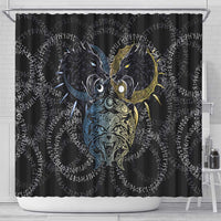 Skoll and Hati Norse Mythology Shower Curtain Viking Dual Moon Celtic Line Art