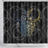 Skoll and Hati Norse Mythology Shower Curtain Viking Dual Moon Celtic Line Art