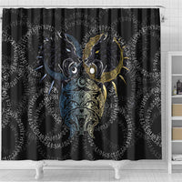 Skoll and Hati Norse Mythology Shower Curtain Viking Dual Moon Celtic Line Art