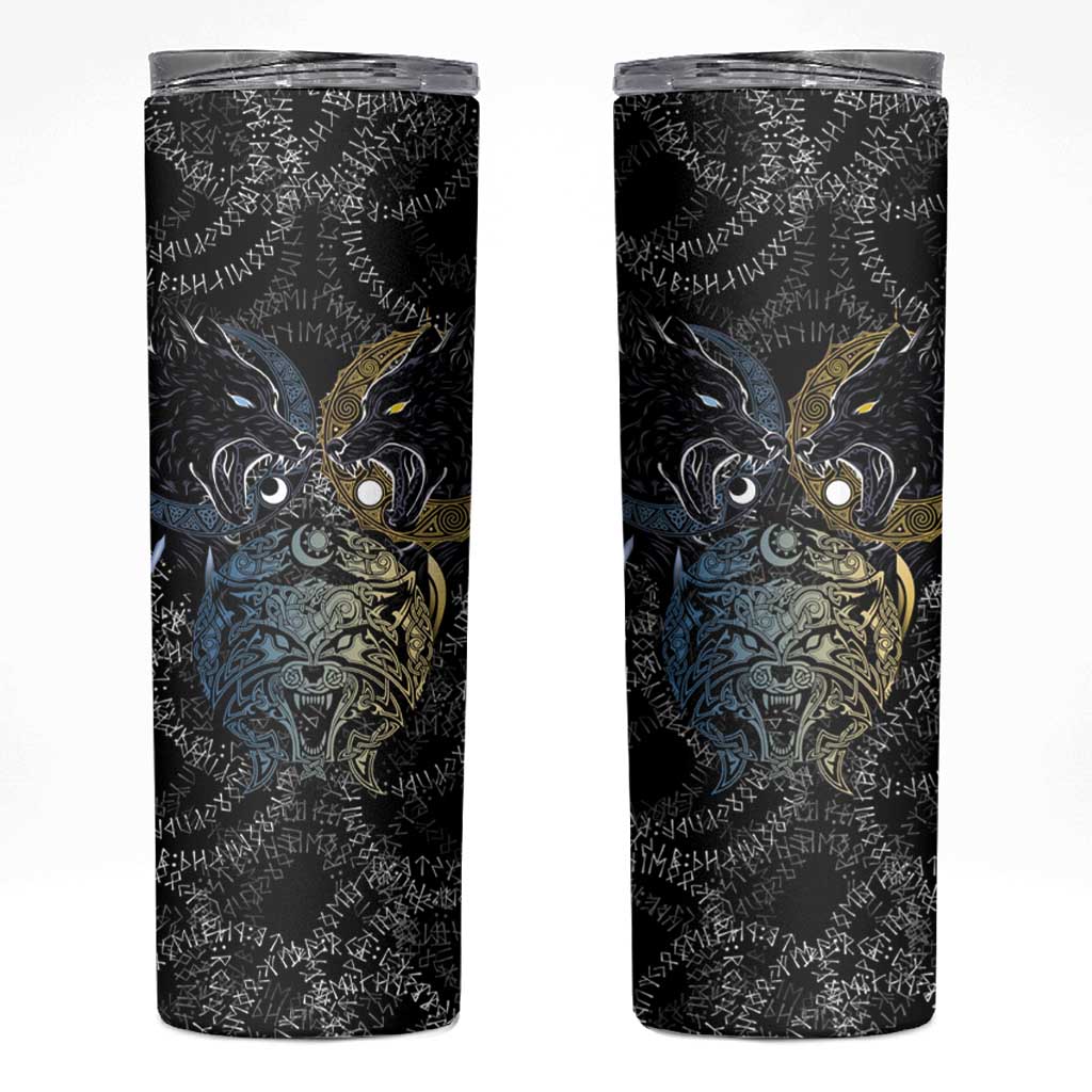 Skoll and Hati Norse Mythology Skinny Tumbler Viking Dual Moon Celtic Line Art