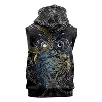 Skoll and Hati Norse Mythology Sleeveless Hoodie Viking Dual Moon Celtic Line Art