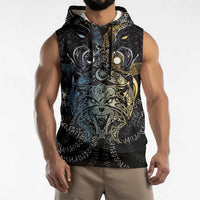 Skoll and Hati Norse Mythology Sleeveless Hoodie Viking Dual Moon Celtic Line Art