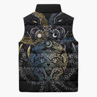 Skoll and Hati Norse Mythology Sleeveless Puffer Jacket Viking Dual Moon Celtic Line Art