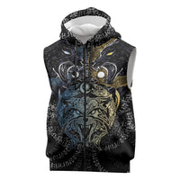 Skoll and Hati Norse Mythology Sleeveless Zip Hoodie Viking Dual Moon Celtic Line Art