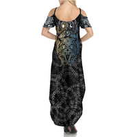Skoll and Hati Norse Mythology Summer Maxi Dress Viking Dual Moon Celtic Line Art
