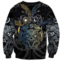 Skoll and Hati Norse Mythology Sweatshirt Viking Dual Moon Celtic Line Art