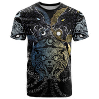 Skoll and Hati Norse Mythology T Shirt Viking Dual Moon Celtic Line Art