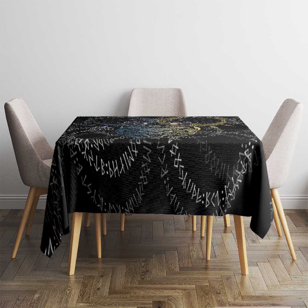 Skoll and Hati Norse Mythology Tablecloth Viking Dual Moon Celtic Line Art