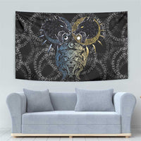 Skoll and Hati Norse Mythology Tapestry Viking Dual Moon Celtic Line Art