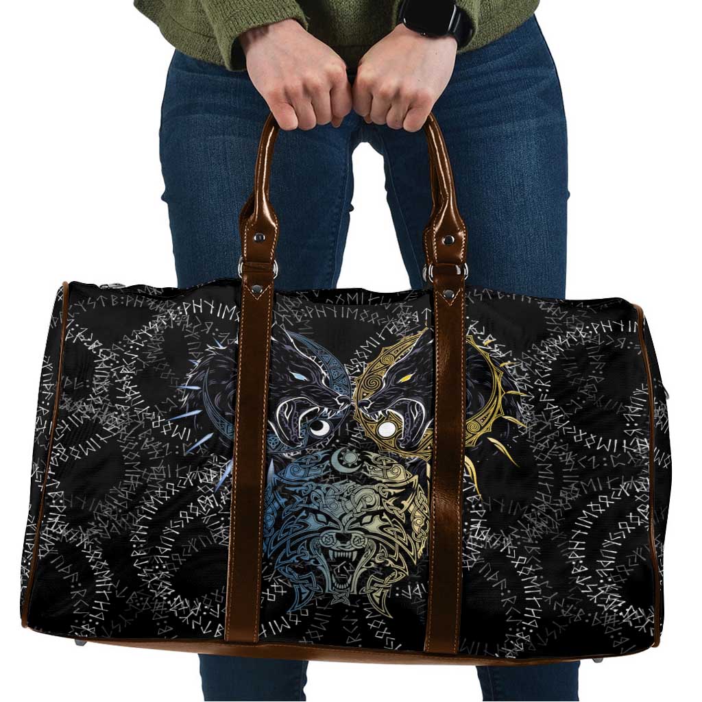 Skoll and Hati Norse Mythology Travel Bag Viking Dual Moon Celtic Line Art