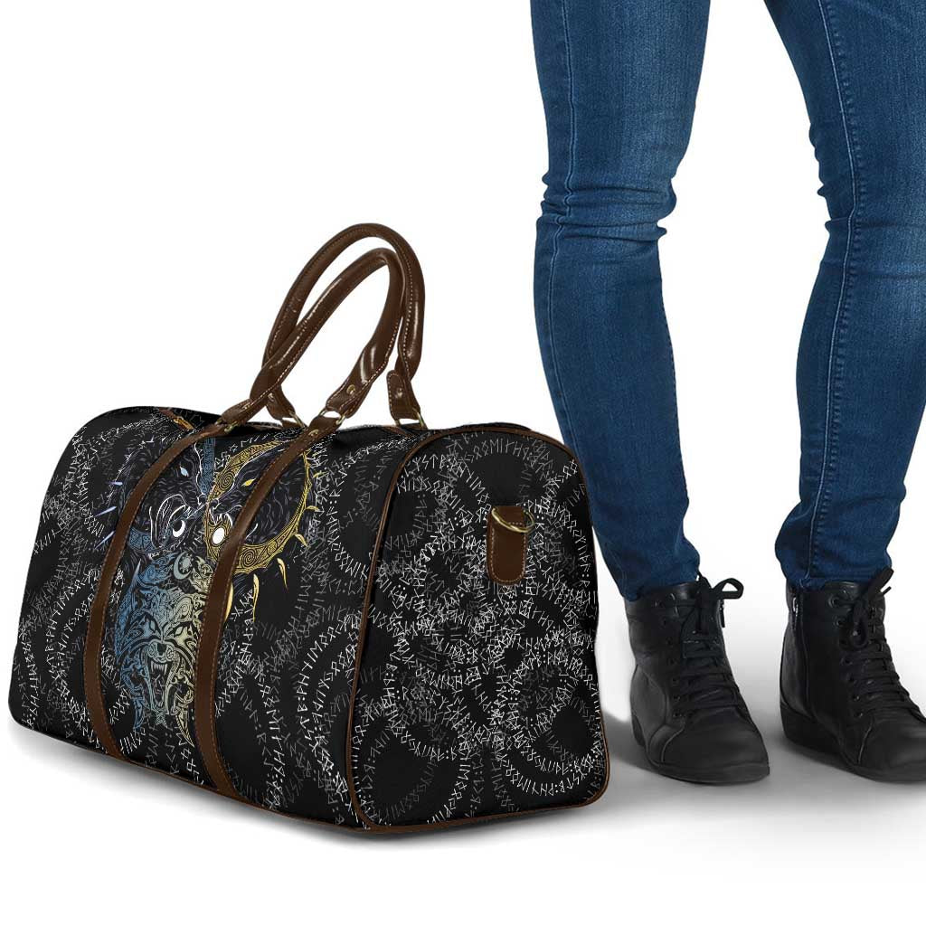 Skoll and Hati Norse Mythology Travel Bag Viking Dual Moon Celtic Line Art