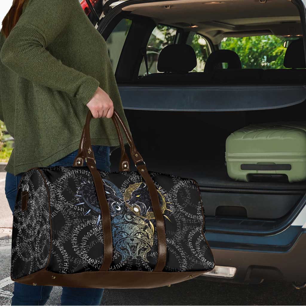 Skoll and Hati Norse Mythology Travel Bag Viking Dual Moon Celtic Line Art
