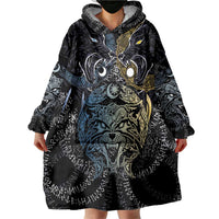 Skoll and Hati Norse Mythology Wearable Blanket Hoodie Viking Dual Moon Celtic Line Art