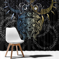 Skoll and Hati Norse Mythology Window Curtain Viking Dual Moon Celtic Line Art