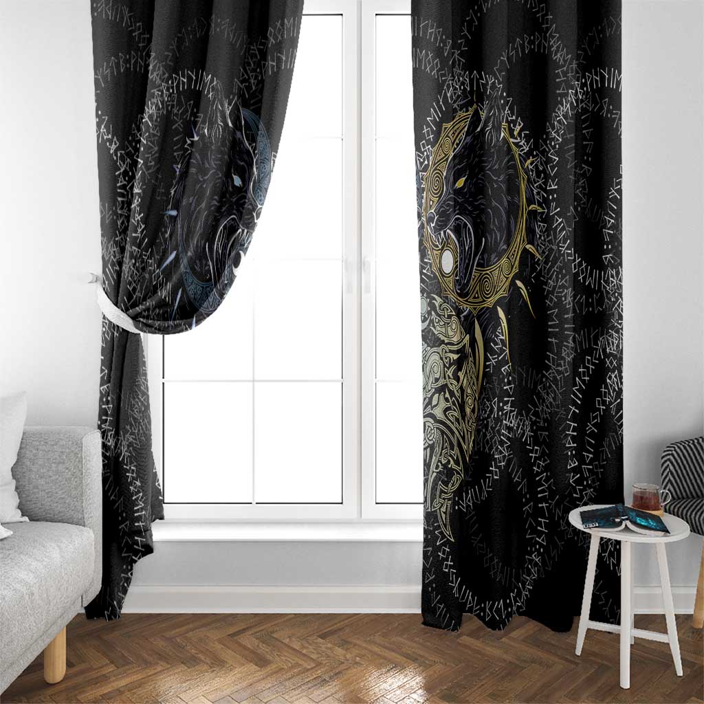Skoll and Hati Norse Mythology Window Curtain Viking Dual Moon Celtic Line Art
