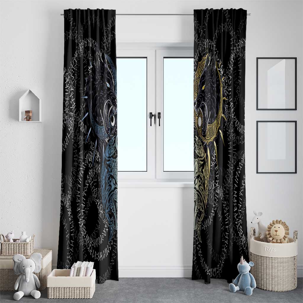 Skoll and Hati Norse Mythology Window Curtain Viking Dual Moon Celtic Line Art