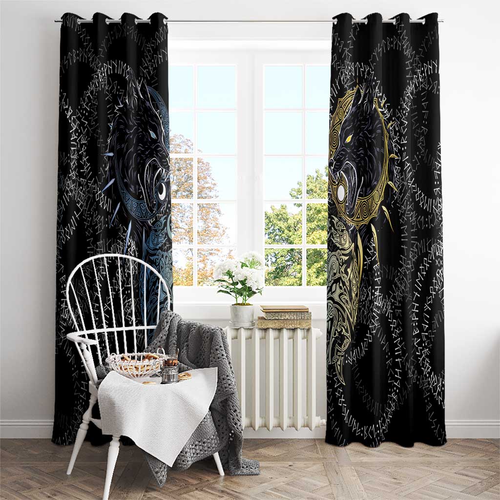 Skoll and Hati Norse Mythology Window Curtain Viking Dual Moon Celtic Line Art