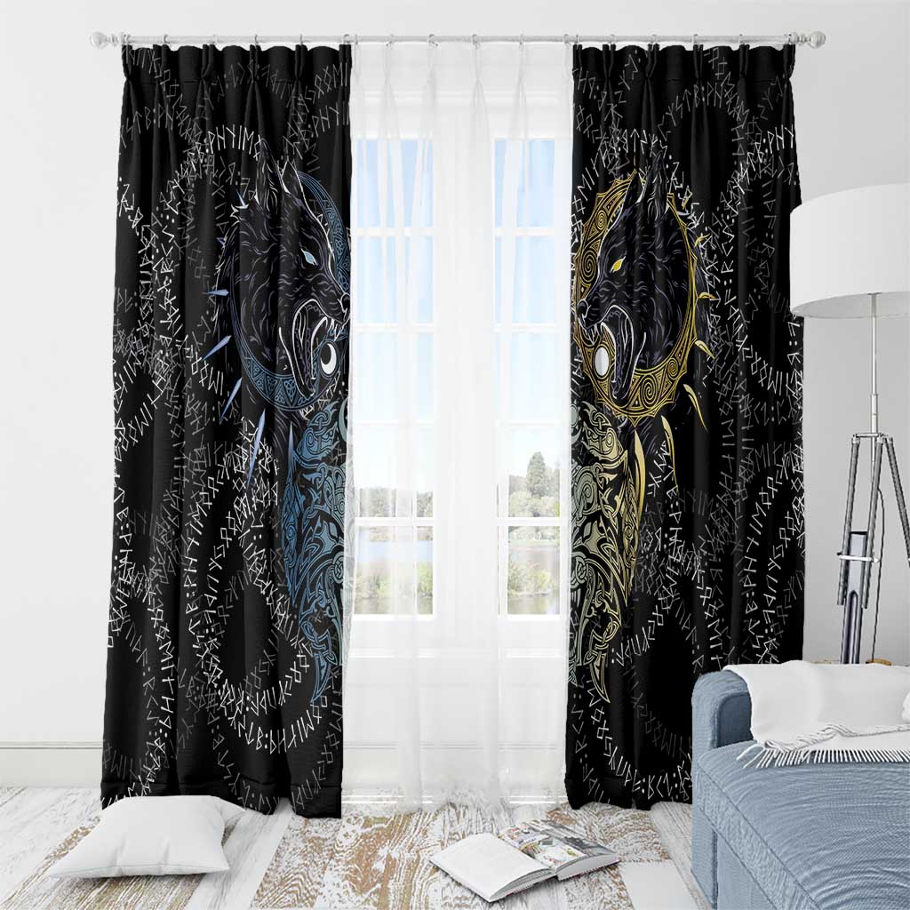 Skoll and Hati Norse Mythology Window Curtain Viking Dual Moon Celtic Line Art