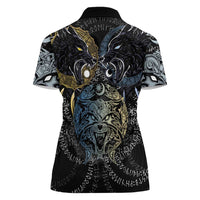 Skoll and Hati Norse Mythology Women Polo Shirt Viking Dual Moon Celtic Line Art