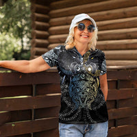 Skoll and Hati Norse Mythology Women Polo Shirt Viking Dual Moon Celtic Line Art
