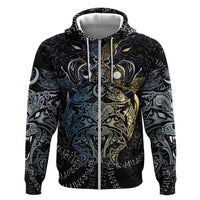 Skoll and Hati Norse Mythology Zip Hoodie Viking Dual Moon Celtic Line Art