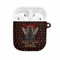 Raven and Bear Norse Symbolism AirPods Case Viking Blood Red Rune Art Style