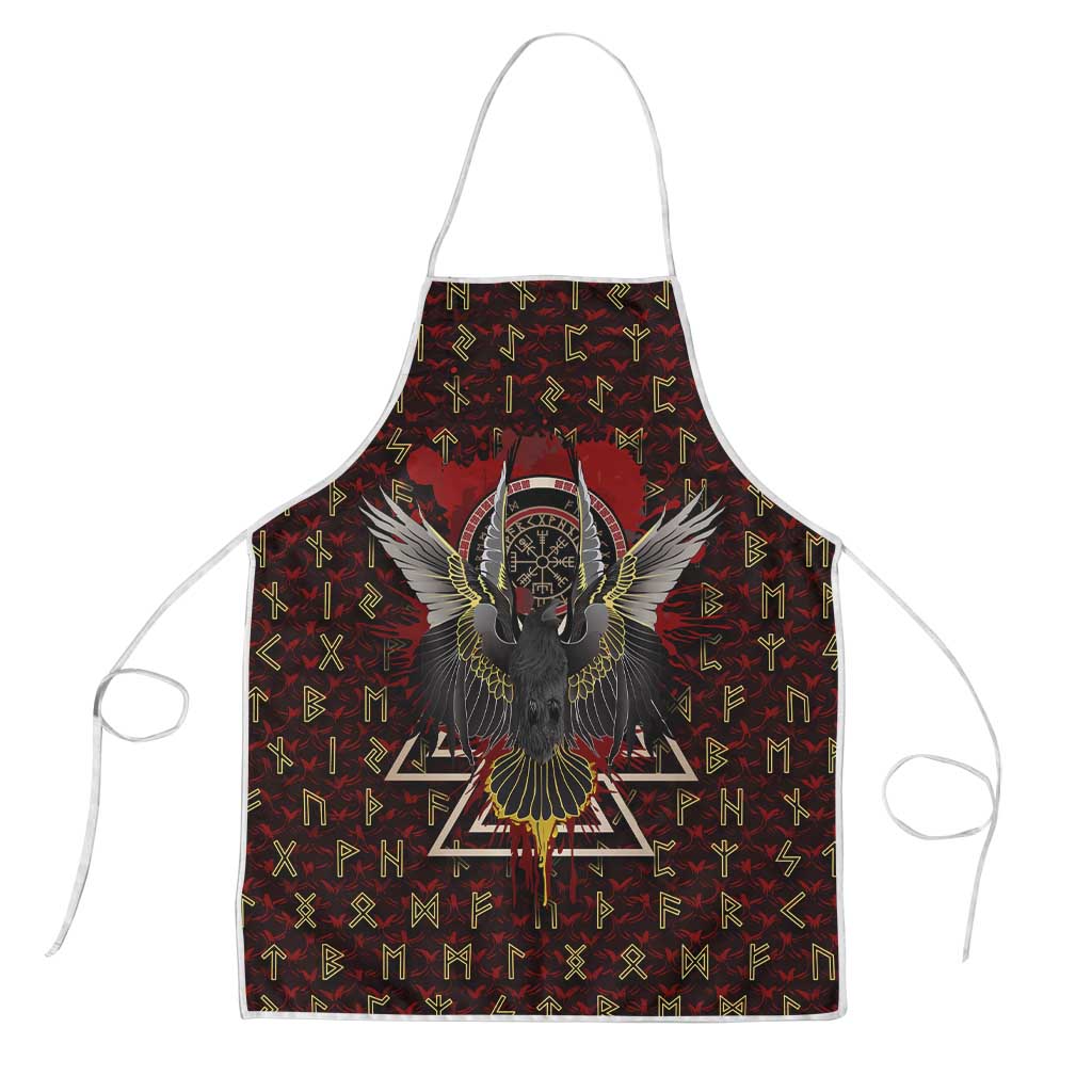 Raven and Bear Norse Symbolism Apron Viking Blood Red Rune Art Style
