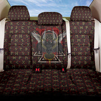 Raven and Bear Norse Symbolism Back Car Seat Cover Viking Blood Red Rune Art Style