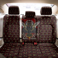Raven and Bear Norse Symbolism Back Car Seat Cover Viking Blood Red Rune Art Style