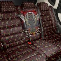 Raven and Bear Norse Symbolism Back Car Seat Cover Viking Blood Red Rune Art Style