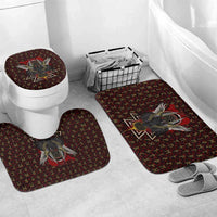 Raven and Bear Norse Symbolism Bathroom Set Viking Blood Red Rune Art Style