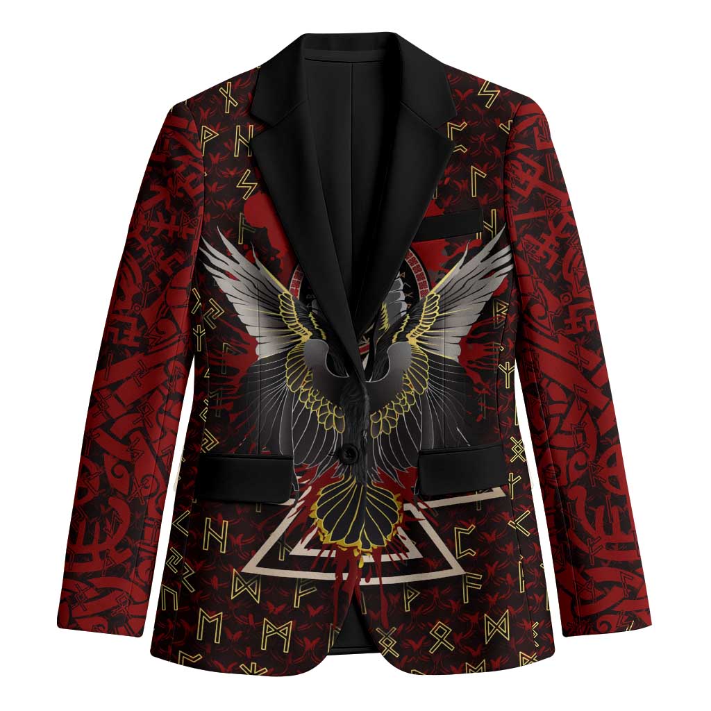 Raven and Bear Norse Symbolism Blazer Viking Blood Red Rune Art Style