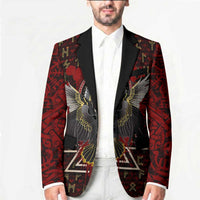 Raven and Bear Norse Symbolism Blazer Viking Blood Red Rune Art Style