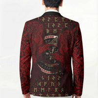 Raven and Bear Norse Symbolism Blazer Viking Blood Red Rune Art Style