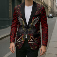 Raven and Bear Norse Symbolism Blazer Viking Blood Red Rune Art Style