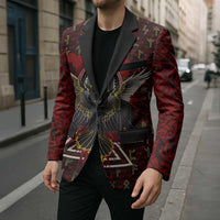 Raven and Bear Norse Symbolism Blazer Viking Blood Red Rune Art Style