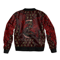 Raven and Bear Norse Symbolism Bomber Jacket Viking Blood Red Rune Art Style