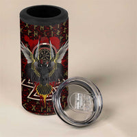 Raven and Bear Norse Symbolism 4 in 1 Can Cooler Tumbler Viking Blood Red Rune Art Style