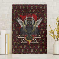 Raven and Bear Norse Symbolism Canvas Wall Art Viking Blood Red Rune Art Style