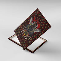 Raven and Bear Norse Symbolism Canvas Wall Art Viking Blood Red Rune Art Style