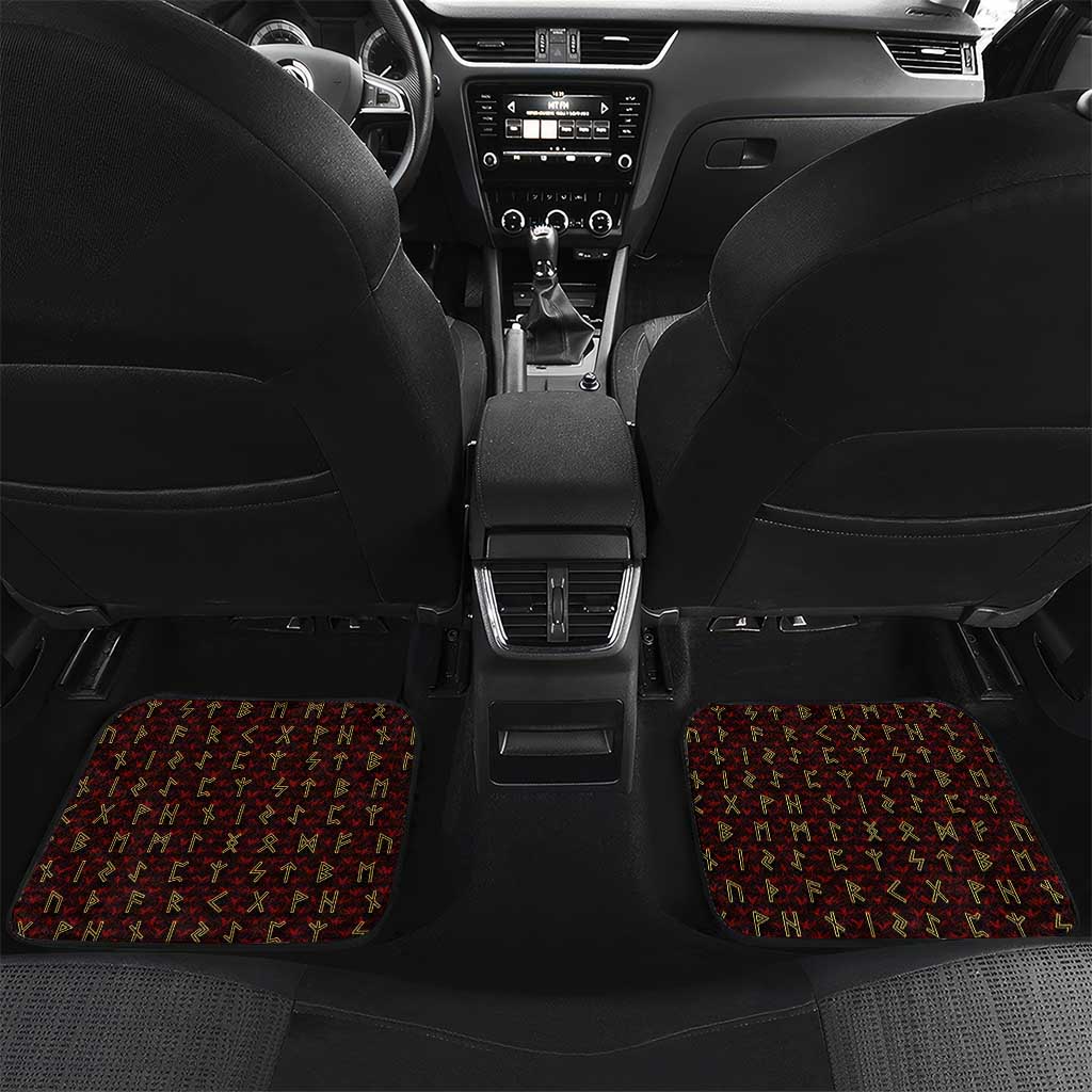Raven and Bear Norse Symbolism Car Mats Viking Blood Red Rune Art Style