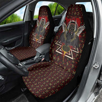 Raven and Bear Norse Symbolism Car Seat Cover Viking Blood Red Rune Art Style