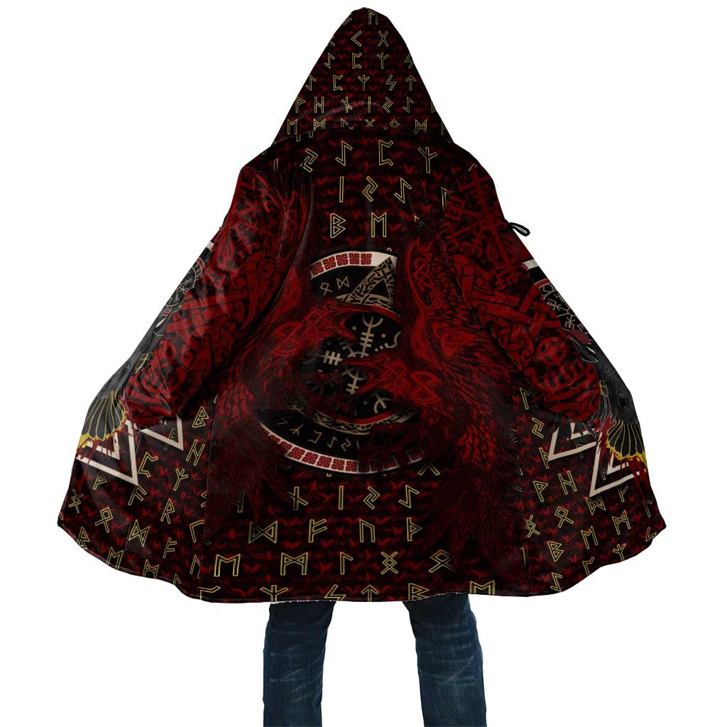 Raven and Bear Norse Symbolism Cloak Viking Blood Red Rune Art Style