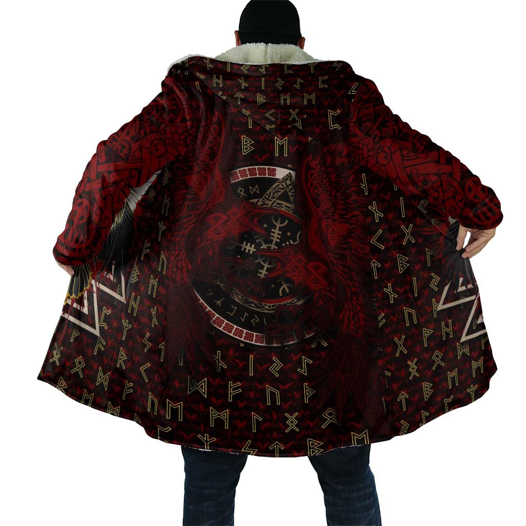 Raven and Bear Norse Symbolism Cloak Viking Blood Red Rune Art Style