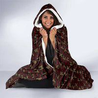Raven and Bear Norse Symbolism Hooded Blanket Viking Blood Red Rune Art Style