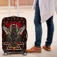 Raven and Bear Norse Symbolism Luggage Cover Viking Blood Red Rune Art Style