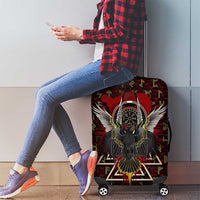 Raven and Bear Norse Symbolism Luggage Cover Viking Blood Red Rune Art Style