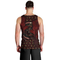 Raven and Bear Norse Symbolism Men Tank Top Viking Blood Red Rune Art Style
