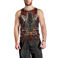 Raven and Bear Norse Symbolism Men Tank Top Viking Blood Red Rune Art Style